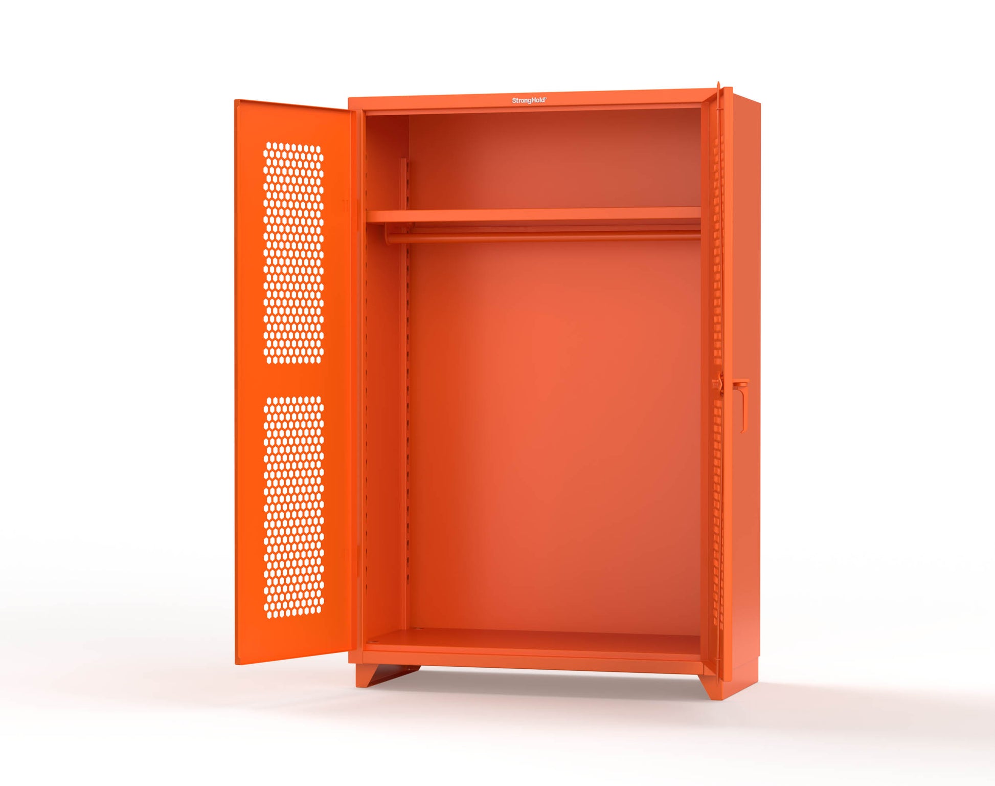  Extra Heavy Duty 14 GA Ventilated (Hex) Uniform Cabinet with Hanger Rod, 1 Shelf - 48 In. W x 24 In. D x 75 In. H - 46-H-WR-241-L-2009