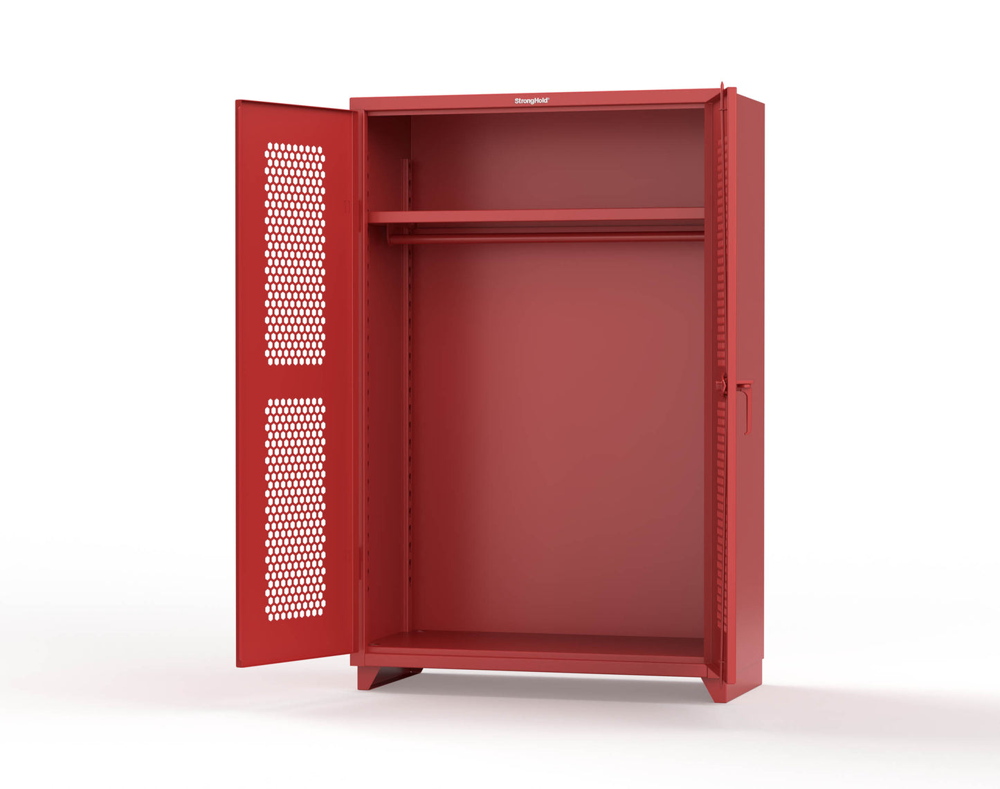  Extra Heavy Duty 14 GA Ventilated (Hex) Uniform Cabinet with Hanger Rod, 1 Shelf - 48 In. W x 24 In. D x 75 In. H - 46-H-WR-241-L-3001