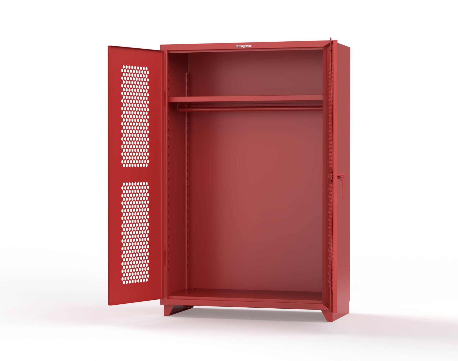  Extra Heavy Duty 14 GA Ventilated (Hex) Uniform Cabinet with Hanger Rod, 1 Shelf - 48 In. W x 24 In. D x 75 In. H - 46-H-WR-241-L-3001