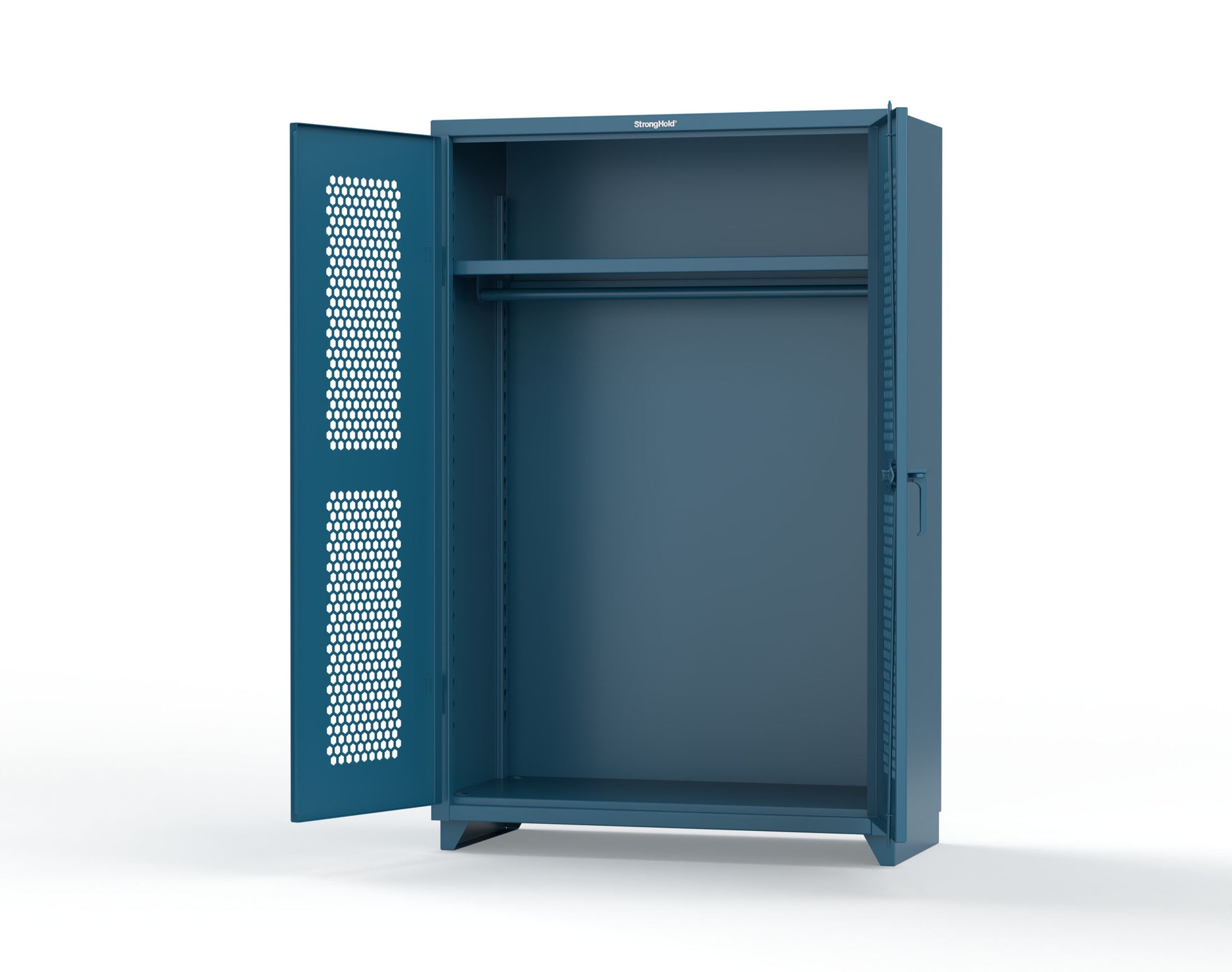  Extra Heavy Duty 14 GA Ventilated (Hex) Uniform Cabinet with Hanger Rod, 1 Shelf - 48 In. W x 24 In. D x 75 In. H - 46-H-WR-241-L-5001