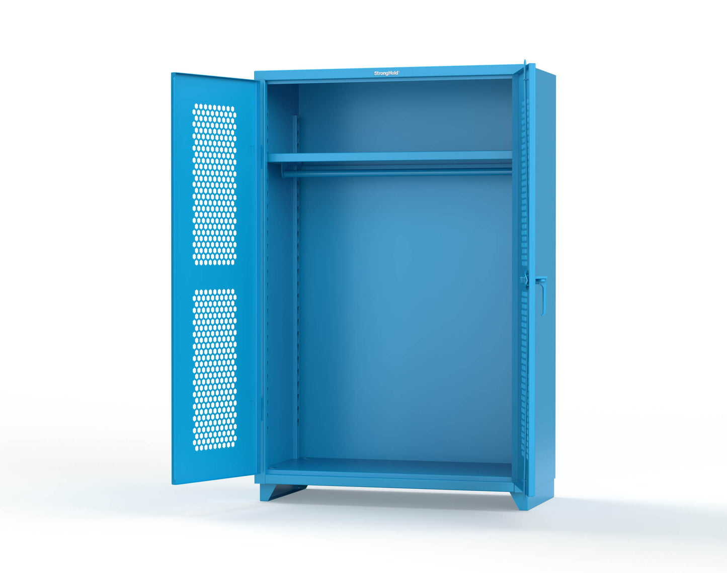  Extra Heavy Duty 14 GA Ventilated (Hex) Uniform Cabinet with Hanger Rod, 1 Shelf - 48 In. W x 24 In. D x 75 In. H - 46-H-WR-241-L-5012