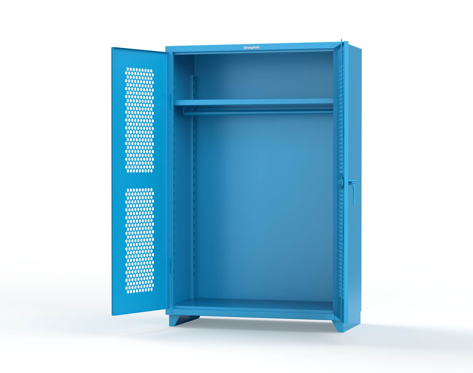  Extra Heavy Duty 14 GA Ventilated (Hex) Uniform Cabinet with Hanger Rod, 1 Shelf - 48 In. W x 24 In. D x 75 In. H - 46-H-WR-241-L-5012