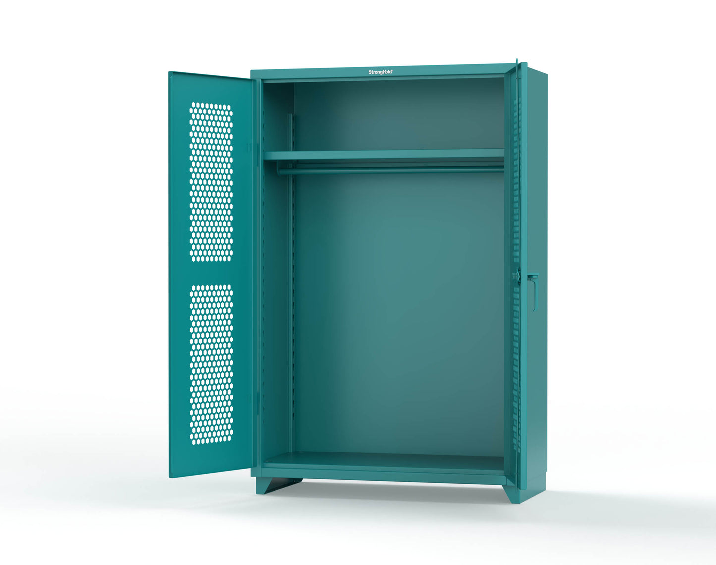  Extra Heavy Duty 14 GA Ventilated (Hex) Uniform Cabinet with Hanger Rod, 1 Shelf - 48 In. W x 24 In. D x 75 In. H - 46-H-WR-241-L-5021
