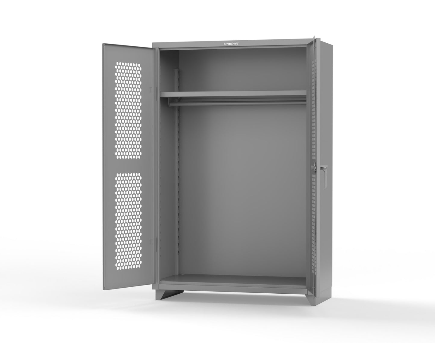  Extra Heavy Duty 14 GA Ventilated (Hex) Uniform Cabinet with Hanger Rod, 1 Shelf - 48 In. W x 24 In. D x 75 In. H - 46-H-WR-241-L-7037