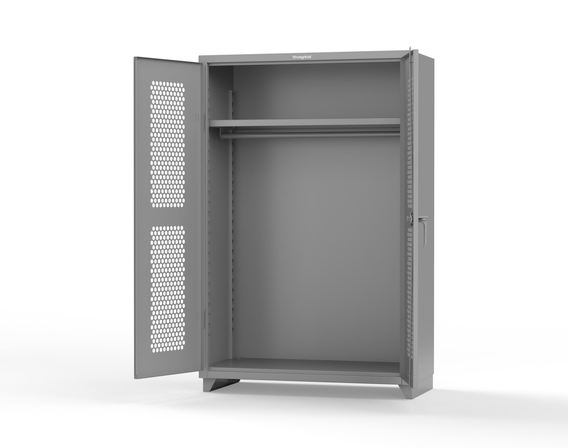  Extra Heavy Duty 14 GA Ventilated (Hex) Uniform Cabinet with Hanger Rod, 1 Shelf - 48 In. W x 24 In. D x 75 In. H - 46-H-WR-241-L-7037