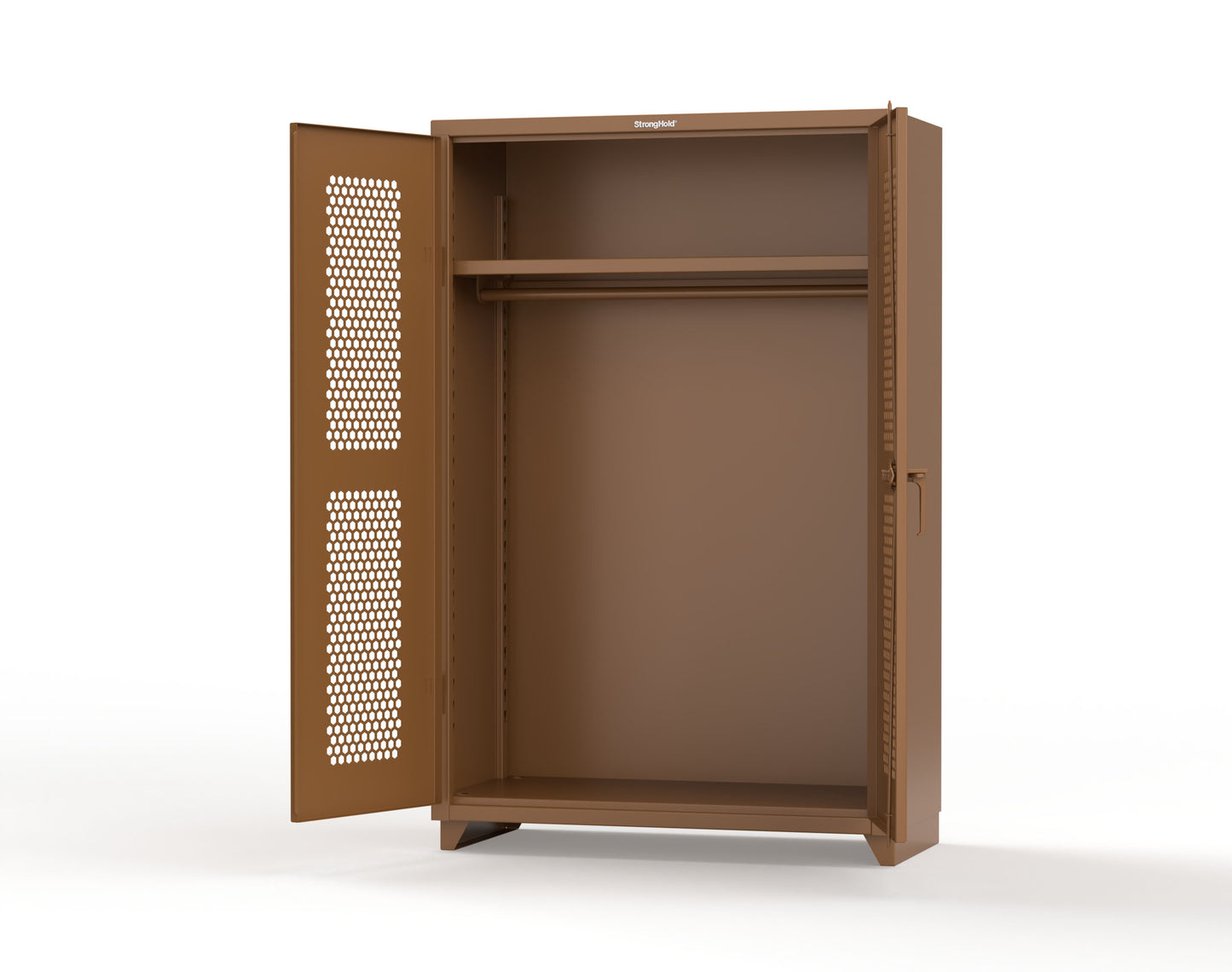  Extra Heavy Duty 14 GA Ventilated (Hex) Uniform Cabinet with Hanger Rod, 1 Shelf - 48 In. W x 24 In. D x 75 In. H - 46-H-WR-241-L-8008