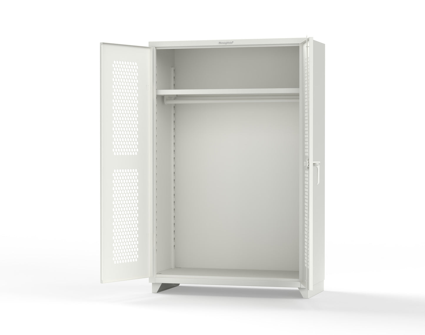  Extra Heavy Duty 14 GA Ventilated (Hex) Uniform Cabinet with Hanger Rod, 1 Shelf - 48 In. W x 24 In. D x 75 In. H - 46-H-WR-241-L-9003