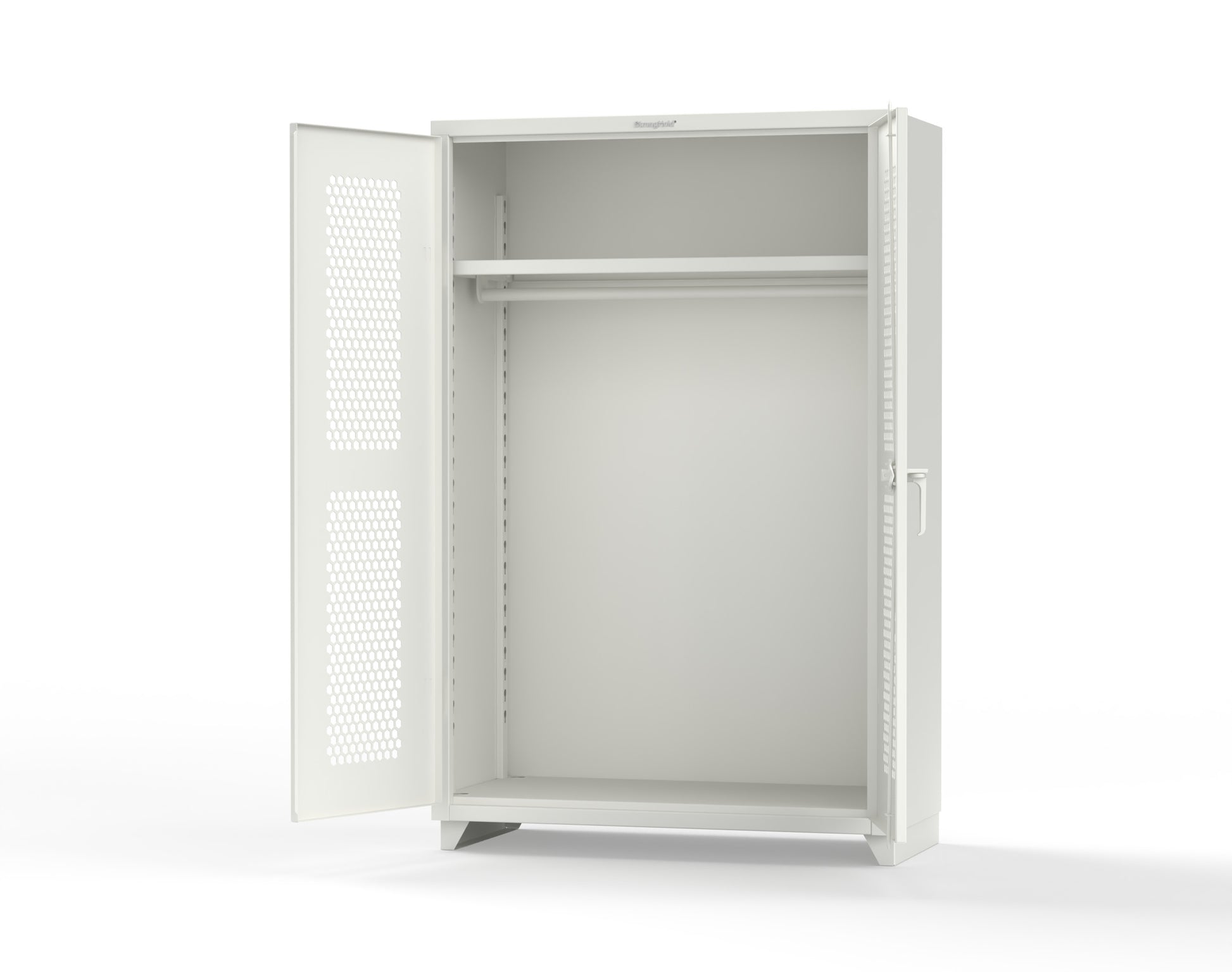  Extra Heavy Duty 14 GA Ventilated (Hex) Uniform Cabinet with Hanger Rod, 1 Shelf - 48 In. W x 24 In. D x 75 In. H - 46-H-WR-241-L-9003