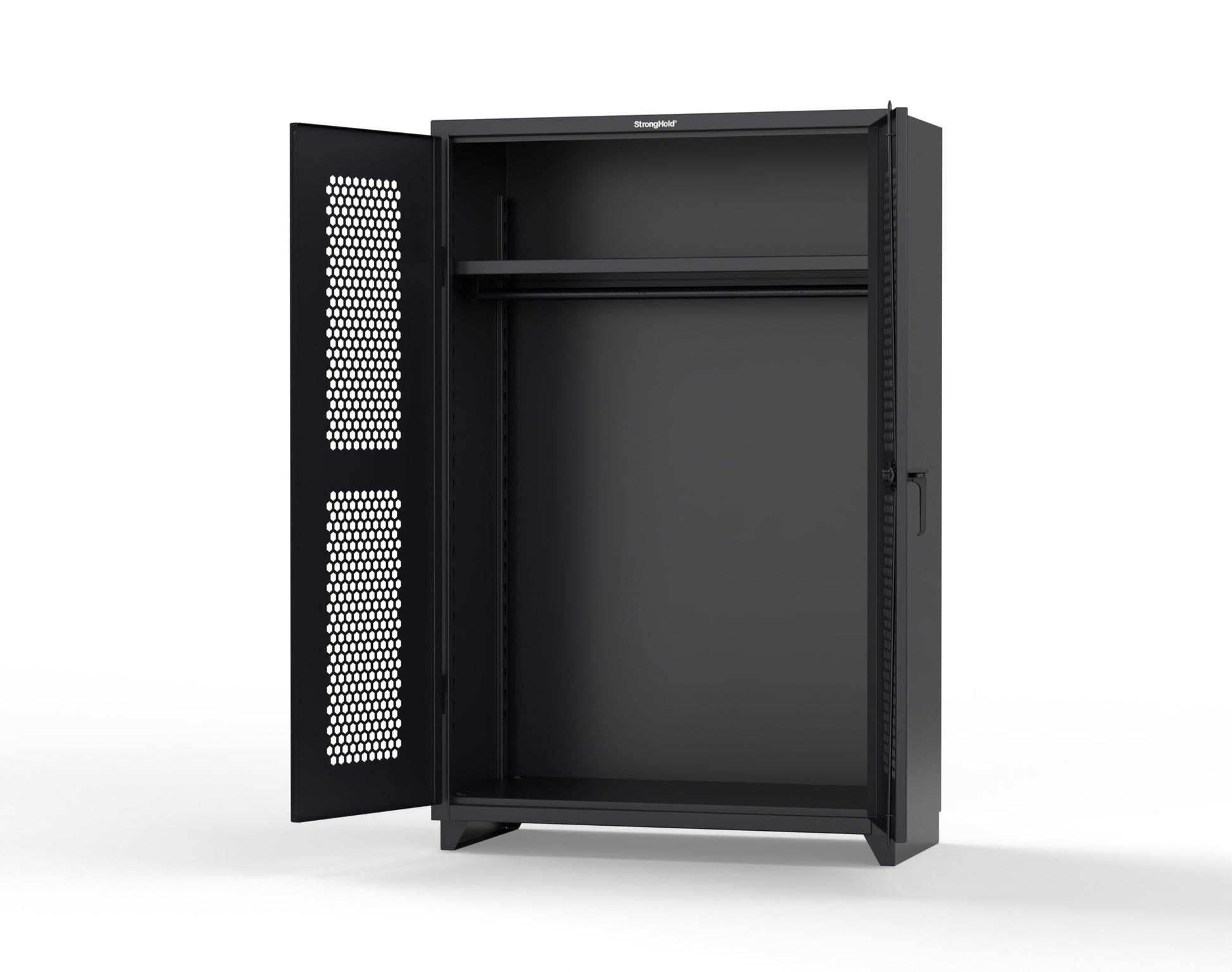  Extra Heavy Duty 14 GA Ventilated (Hex) Uniform Cabinet with Hanger Rod, 1 Shelf - 48 In. W x 24 In. D x 75 In. H - 46-H-WR-241-L-9005