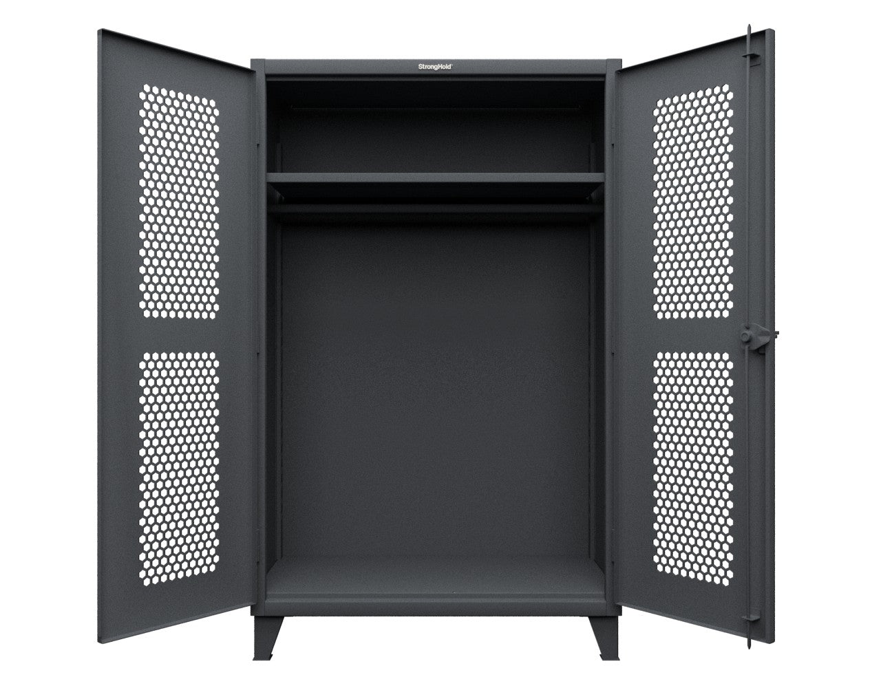 Extreme Duty 12 GA Ventilated (Hex) Uniform Cabinet with Hanger Rod, 1 Shelf - 48 In. W x 24 In. D x 78 In. H