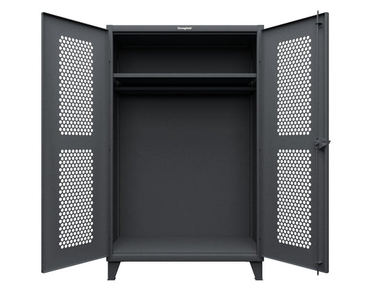 Extreme Duty 12 GA Ventilated (Hex) Uniform Cabinet with Hanger Rod, 1 Shelf - 48 In. W x 24 In. D x 78 In. H