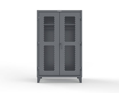 Extreme Duty 12 GA Ventilated (Hex) Uniform Cabinet with Hanger Rod, 1 Shelf - 48 In. W x 24 In. D x 78 In. H - 46-H-WR-241-7024