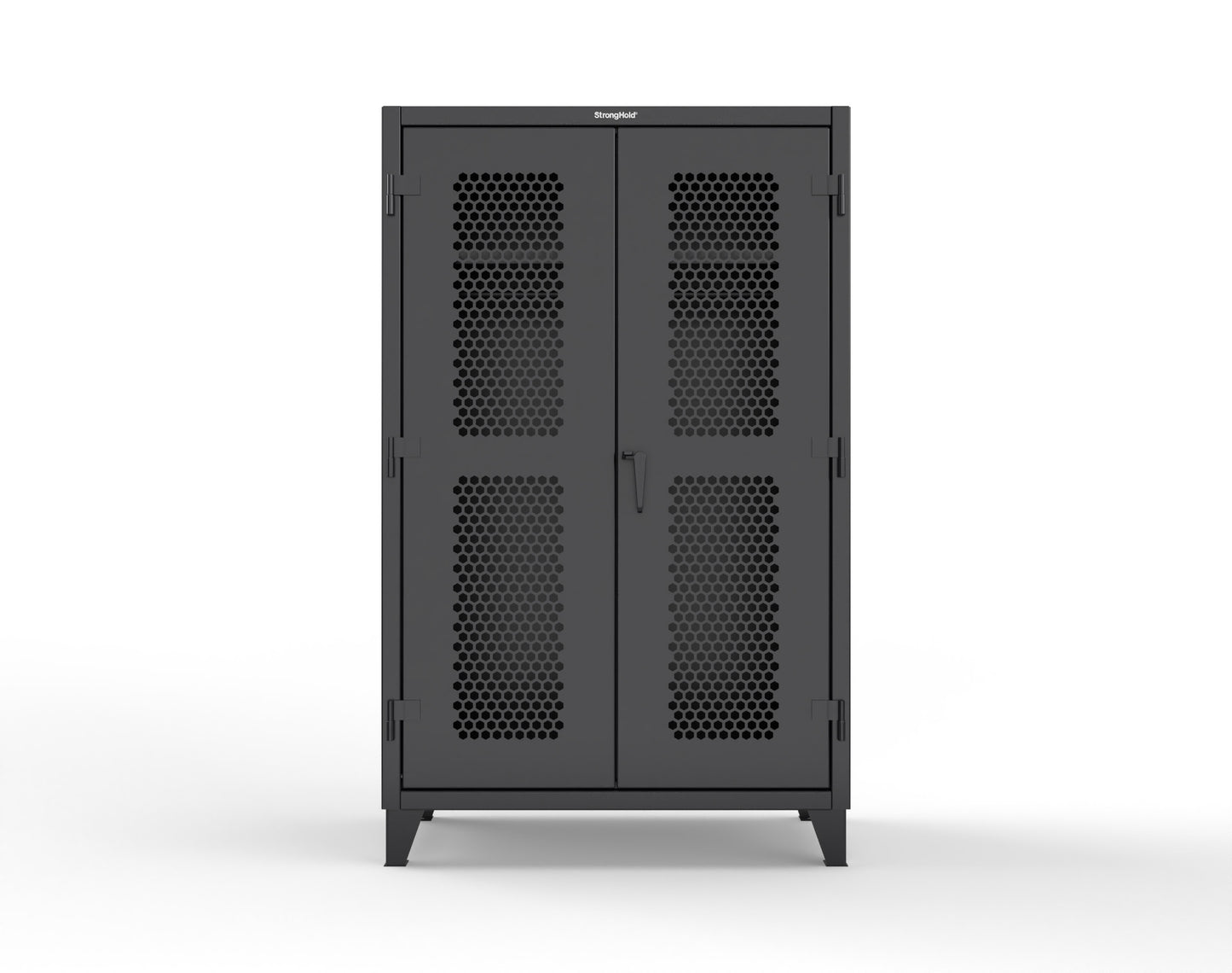 Extreme Duty 12 GA Ventilated (Hex) Uniform Cabinet with Hanger Rod, 1 Shelf - 48 In. W x 24 In. D x 78 In. H - 46-H-WR-241-9005