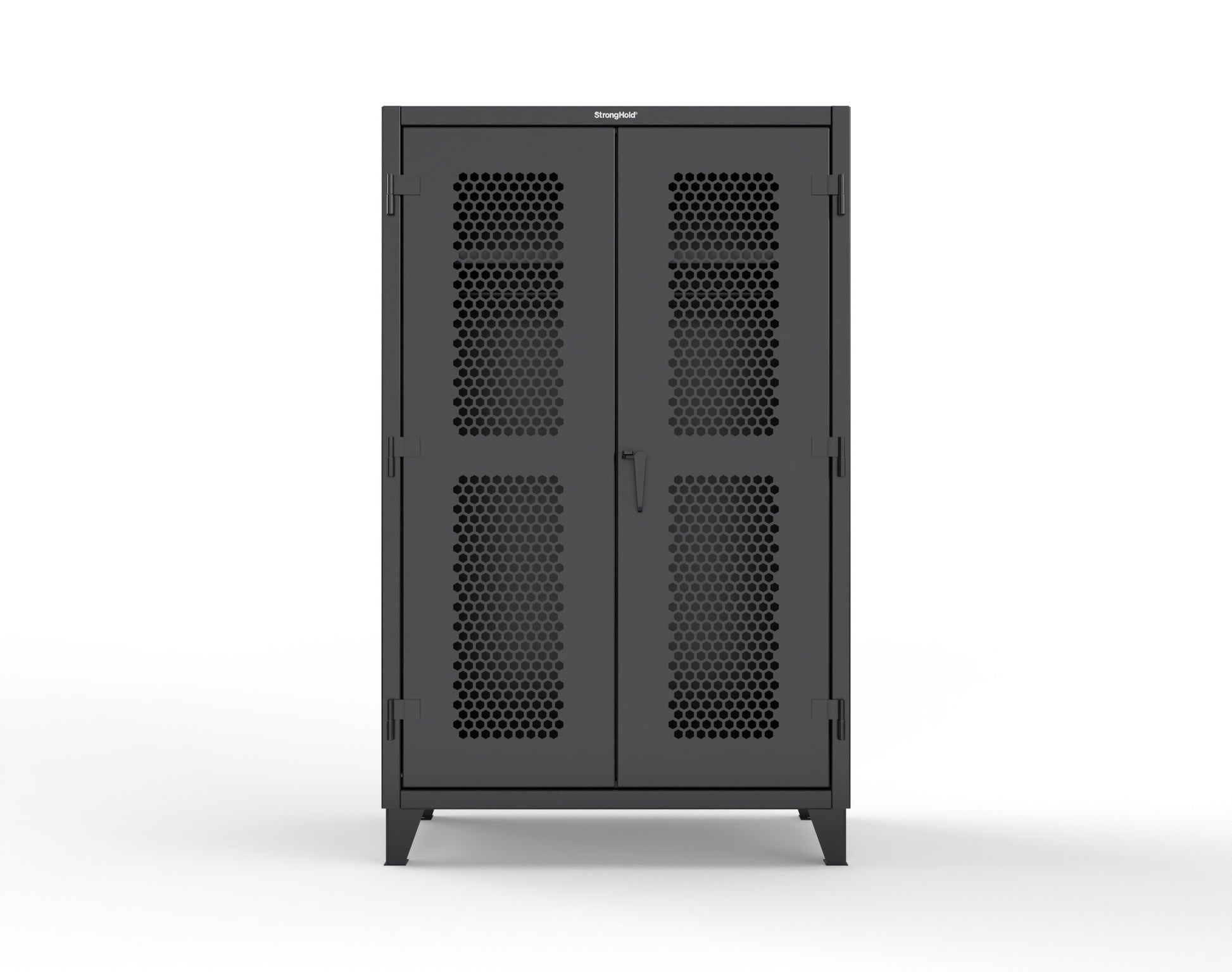 Extreme Duty 12 GA Ventilated (Hex) Uniform Cabinet with Hanger Rod, 1 Shelf - 48 In. W x 24 In. D x 78 In. H - 46-H-WR-241-9005