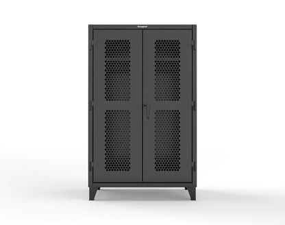 Extreme Duty 12 GA Ventilated (Hex) Uniform Cabinet with Hanger Rod, 1 Shelf - 48 In. W x 24 In. D x 78 In. H - 46-H-WR-241-9005