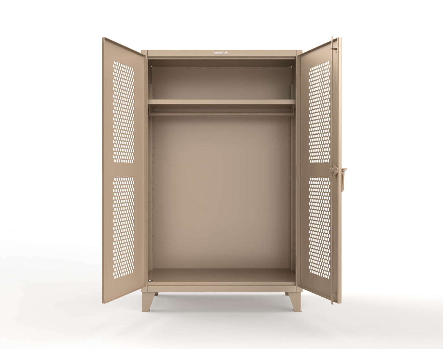 Extreme Duty 12 GA Ventilated (Hex) Uniform Cabinet with Hanger Rod, 1 Shelf - 48 In. W x 24 In. D x 78 In. H - 46-H-WR-241-1019