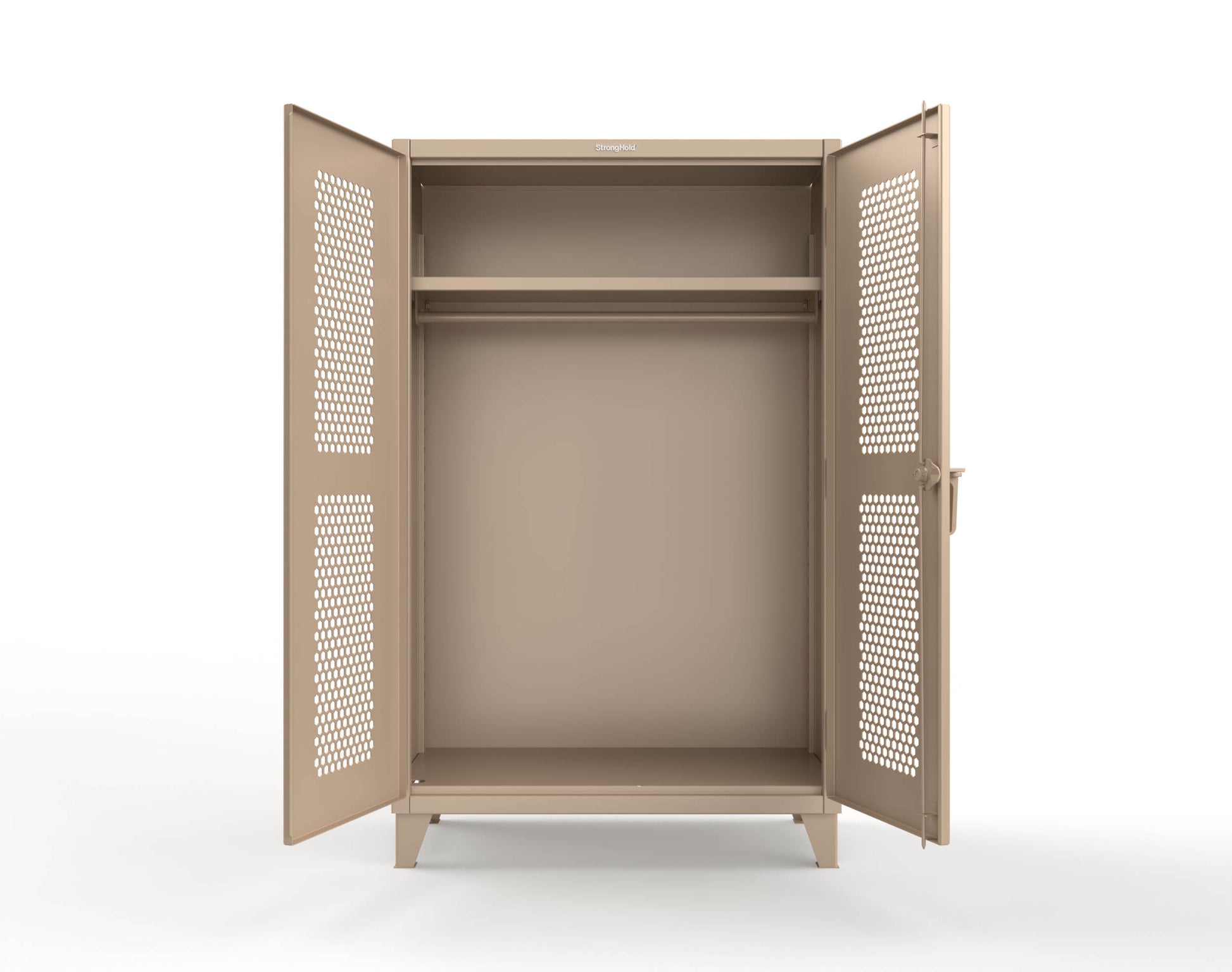 Extreme Duty 12 GA Ventilated (Hex) Uniform Cabinet with Hanger Rod, 1 Shelf - 48 In. W x 24 In. D x 78 In. H - 46-H-WR-241-1019