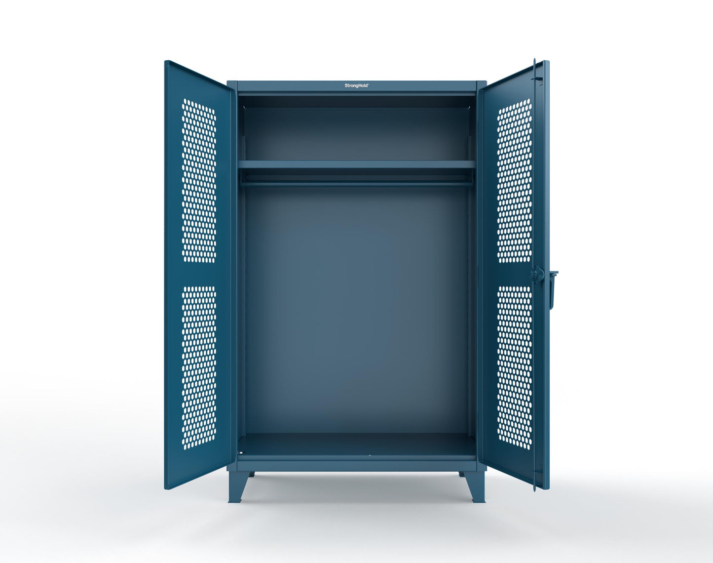 Extreme Duty 12 GA Ventilated (Hex) Uniform Cabinet with Hanger Rod, 1 Shelf - 48 In. W x 24 In. D x 78 In. H - 46-H-WR-241-5001