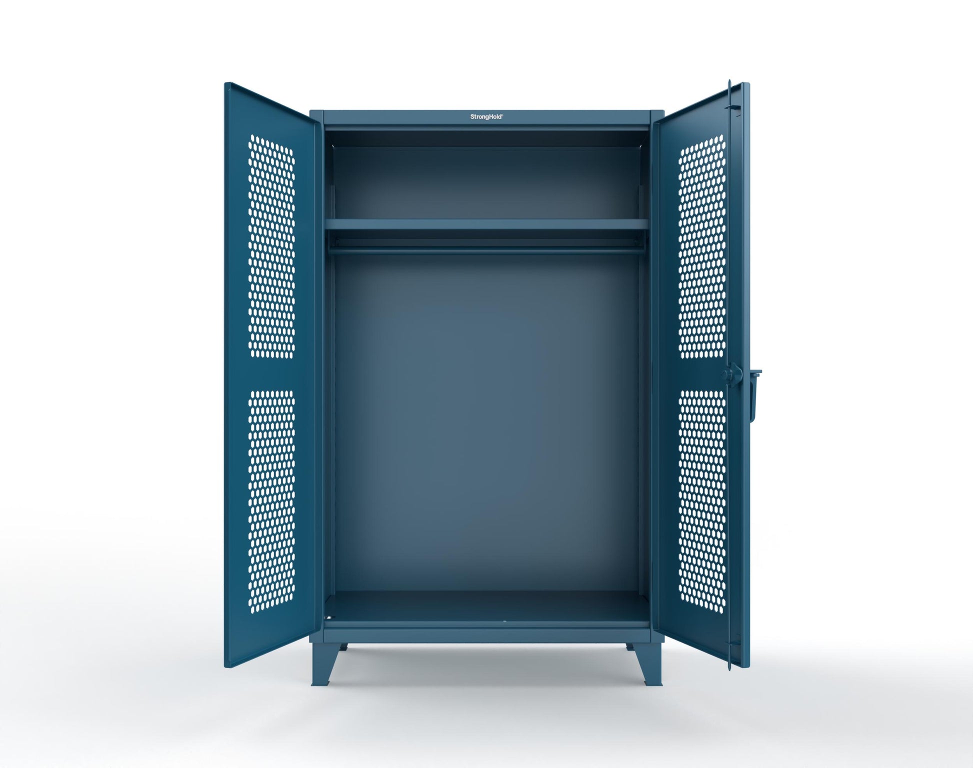 Extreme Duty 12 GA Ventilated (Hex) Uniform Cabinet with Hanger Rod, 1 Shelf - 48 In. W x 24 In. D x 78 In. H - 46-H-WR-241-5001