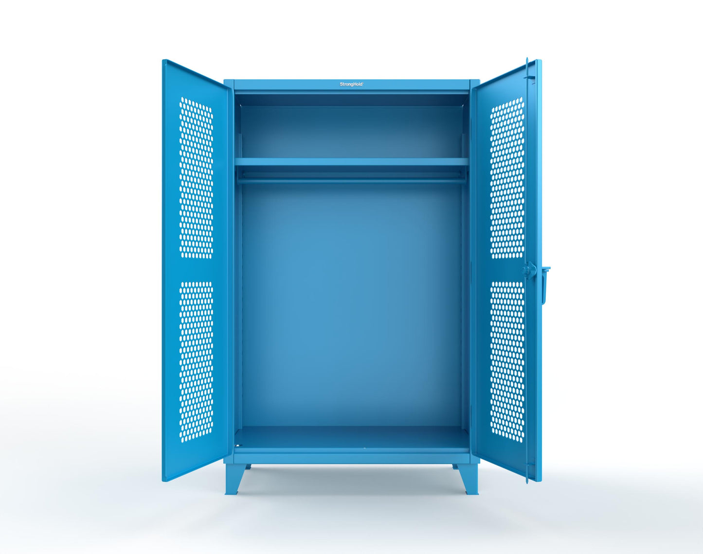 Extreme Duty 12 GA Ventilated (Hex) Uniform Cabinet with Hanger Rod, 1 Shelf - 48 In. W x 24 In. D x 78 In. H - 46-H-WR-241-5012