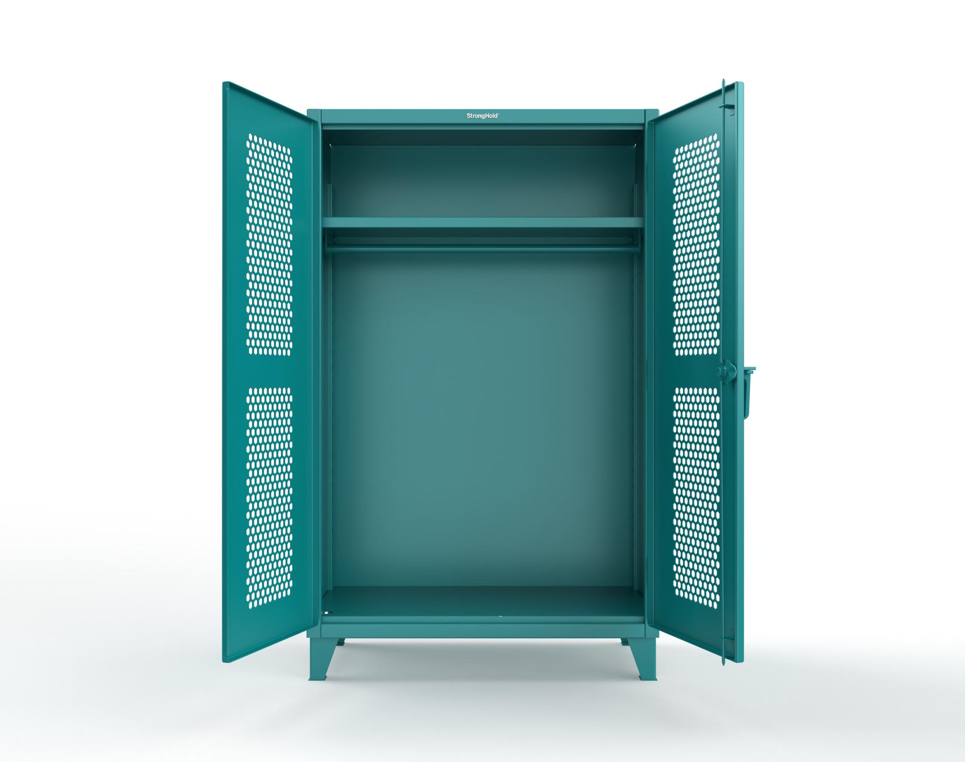 Extreme Duty 12 GA Ventilated (Hex) Uniform Cabinet with Hanger Rod, 1 Shelf - 48 In. W x 24 In. D x 78 In. H - 46-H-WR-241-5021