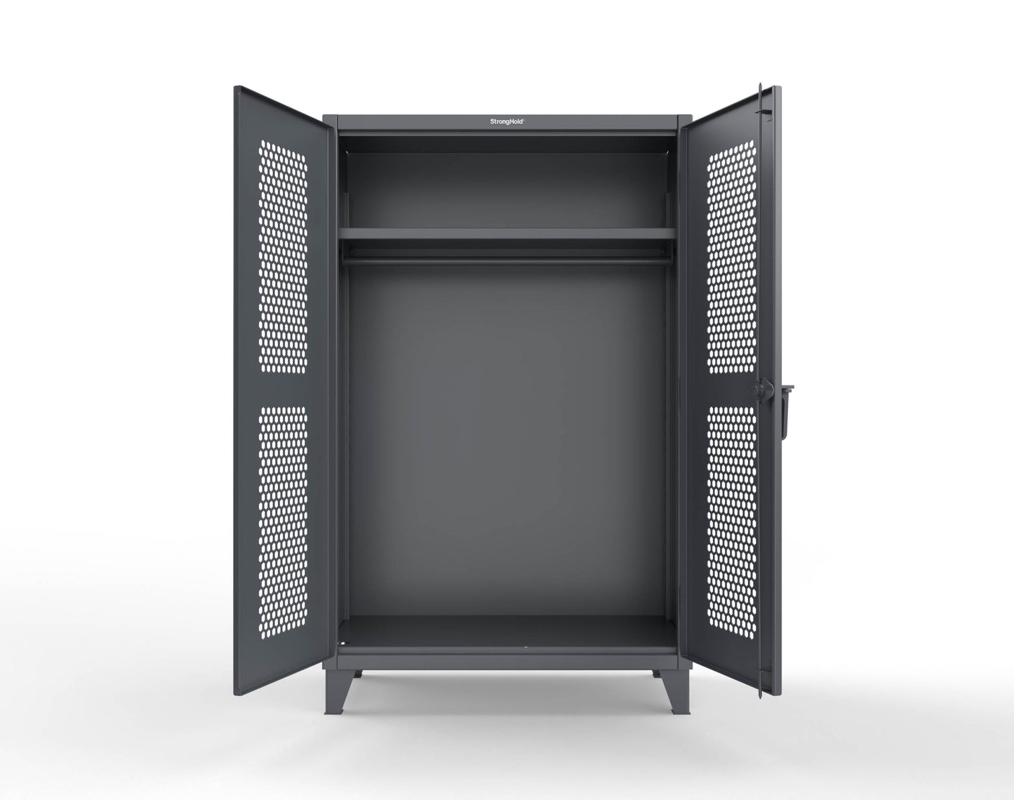 Extreme Duty 12 GA Ventilated (Hex) Uniform Cabinet with Hanger Rod, 1 Shelf - 48 In. W x 24 In. D x 78 In. H - 46-H-WR-241-7024