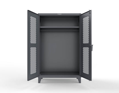 Extreme Duty 12 GA Ventilated (Hex) Uniform Cabinet with Hanger Rod, 1 Shelf - 48 In. W x 24 In. D x 78 In. H - 46-H-WR-241-7024