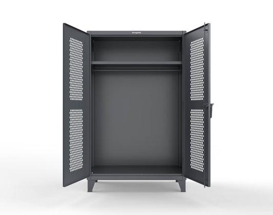 Extreme Duty 12 GA Ventilated (Hex) Uniform Cabinet with Hanger Rod, 1 Shelf - 48 In. W x 24 In. D x 78 In. H - 46-H-WR-241-7024