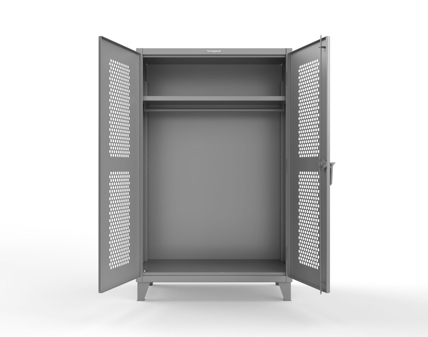 Extreme Duty 12 GA Ventilated (Hex) Uniform Cabinet with Hanger Rod, 1 Shelf - 48 In. W x 24 In. D x 78 In. H - 46-H-WR-241-7037
