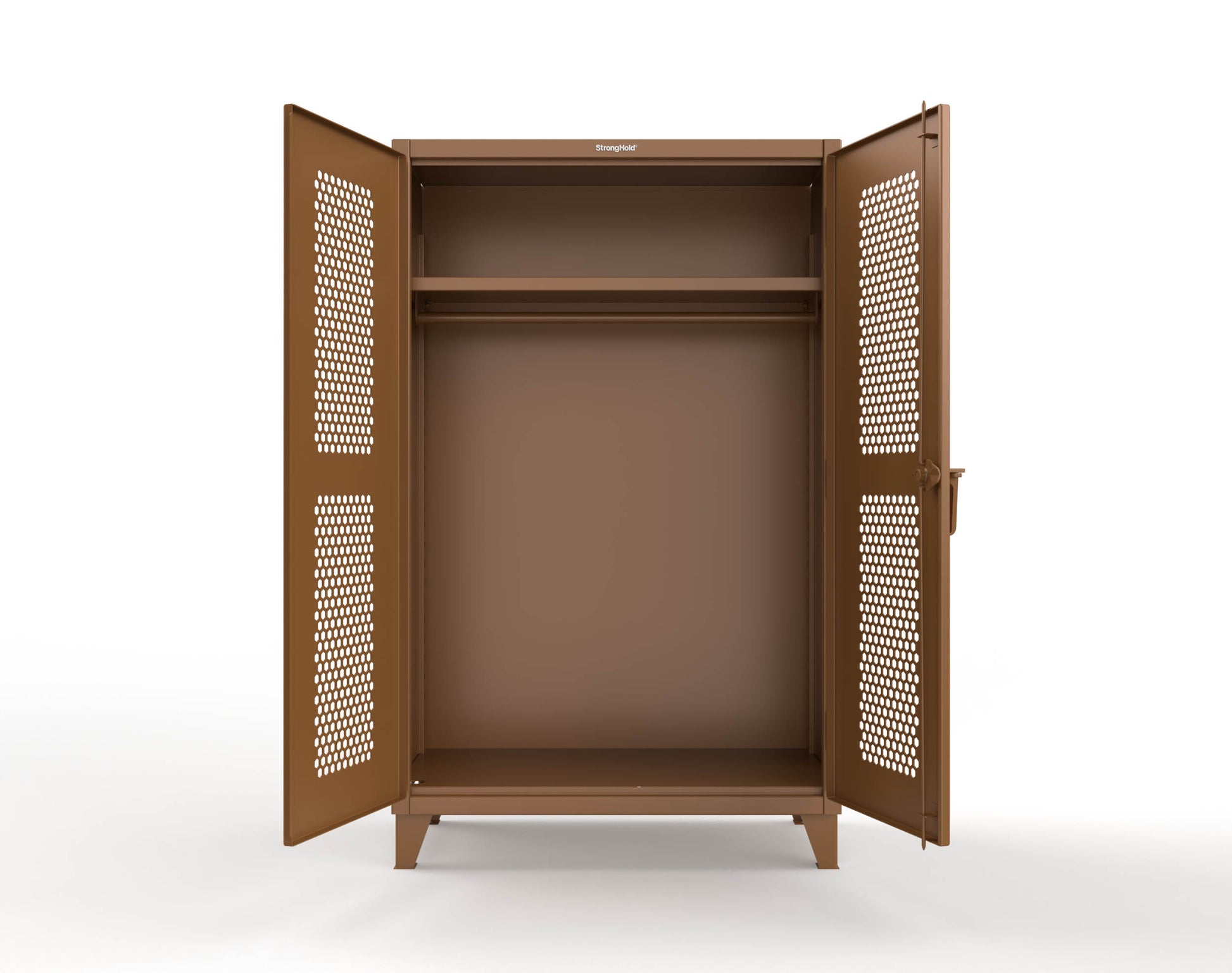 Extreme Duty 12 GA Ventilated (Hex) Uniform Cabinet with Hanger Rod, 1 Shelf - 48 In. W x 24 In. D x 78 In. H - 46-H-WR-241-8008