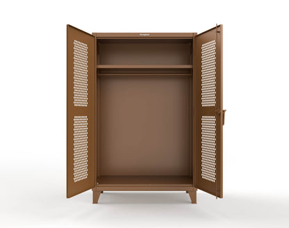Extreme Duty 12 GA Ventilated (Hex) Uniform Cabinet with Hanger Rod, 1 Shelf - 48 In. W x 24 In. D x 78 In. H - 46-H-WR-241-8008