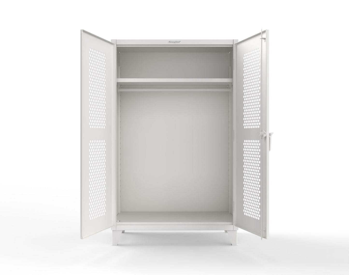 Extreme Duty 12 GA Ventilated (Hex) Uniform Cabinet with Hanger Rod, 1 Shelf - 48 In. W x 24 In. D x 78 In. H - 46-H-WR-241-9003