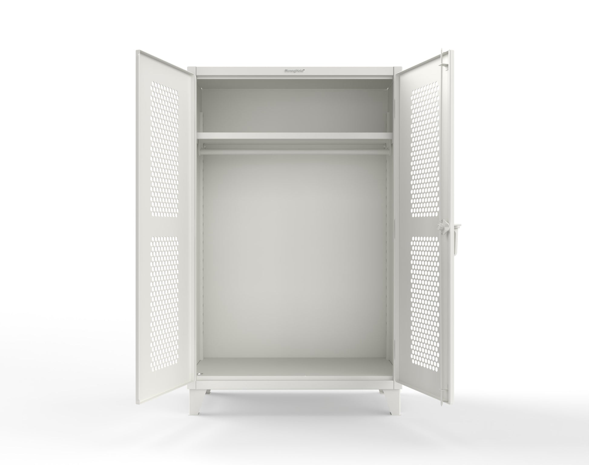 Extreme Duty 12 GA Ventilated (Hex) Uniform Cabinet with Hanger Rod, 1 Shelf - 48 In. W x 24 In. D x 78 In. H - 46-H-WR-241-9003