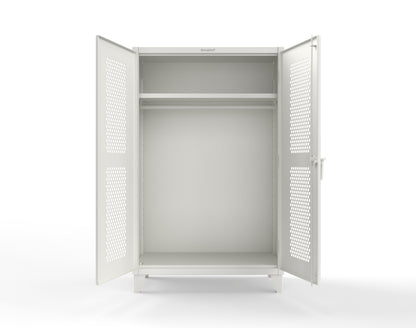 Extreme Duty 12 GA Ventilated (Hex) Uniform Cabinet with Hanger Rod, 1 Shelf - 48 In. W x 24 In. D x 78 In. H - 46-H-WR-241-9003