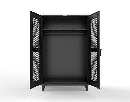 Extreme Duty 12 GA Ventilated (Hex) Uniform Cabinet with Hanger Rod, 1 Shelf - 48 In. W x 24 In. D x 78 In. H - 46-H-WR-241-9005