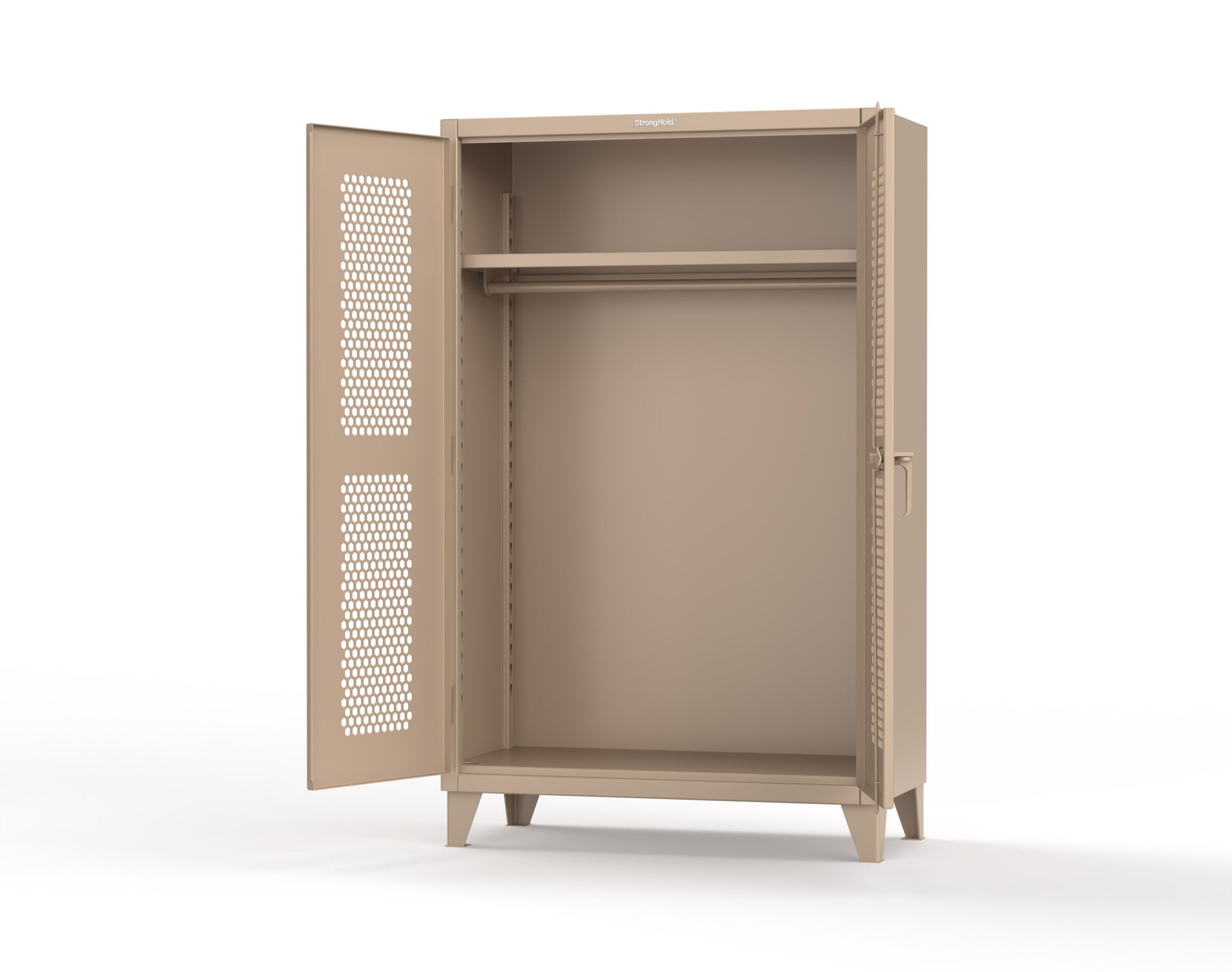 Extreme Duty 12 GA Ventilated (Hex) Uniform Cabinet with Hanger Rod, 1 Shelf - 48 In. W x 24 In. D x 78 In. H - 46-H-WR-241-1019