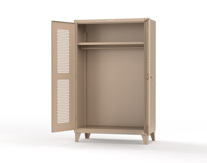Extreme Duty 12 GA Ventilated (Hex) Uniform Cabinet with Hanger Rod, 1 Shelf - 48 In. W x 24 In. D x 78 In. H - 46-H-WR-241-1019