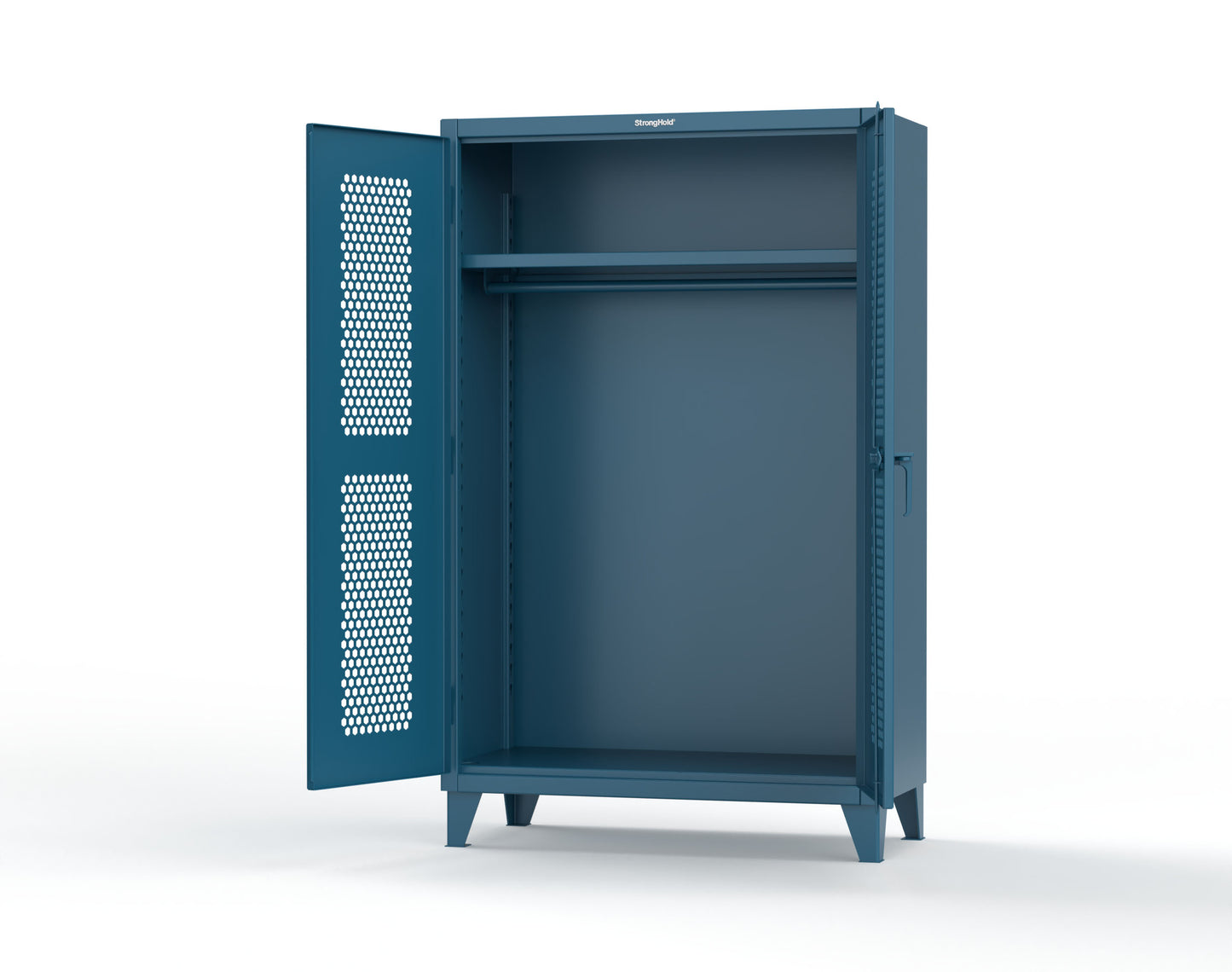 Extreme Duty 12 GA Ventilated (Hex) Uniform Cabinet with Hanger Rod, 1 Shelf - 48 In. W x 24 In. D x 78 In. H - 46-H-WR-241-5001