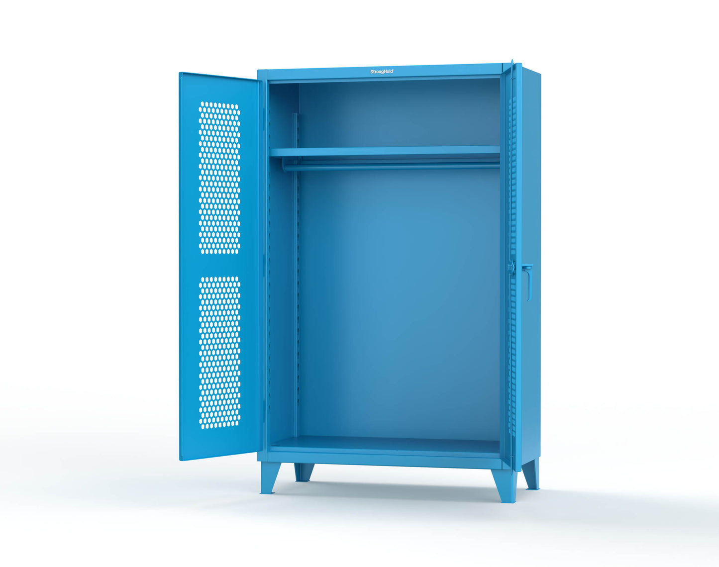 Extreme Duty 12 GA Ventilated (Hex) Uniform Cabinet with Hanger Rod, 1 Shelf - 48 In. W x 24 In. D x 78 In. H - 46-H-WR-241-5012