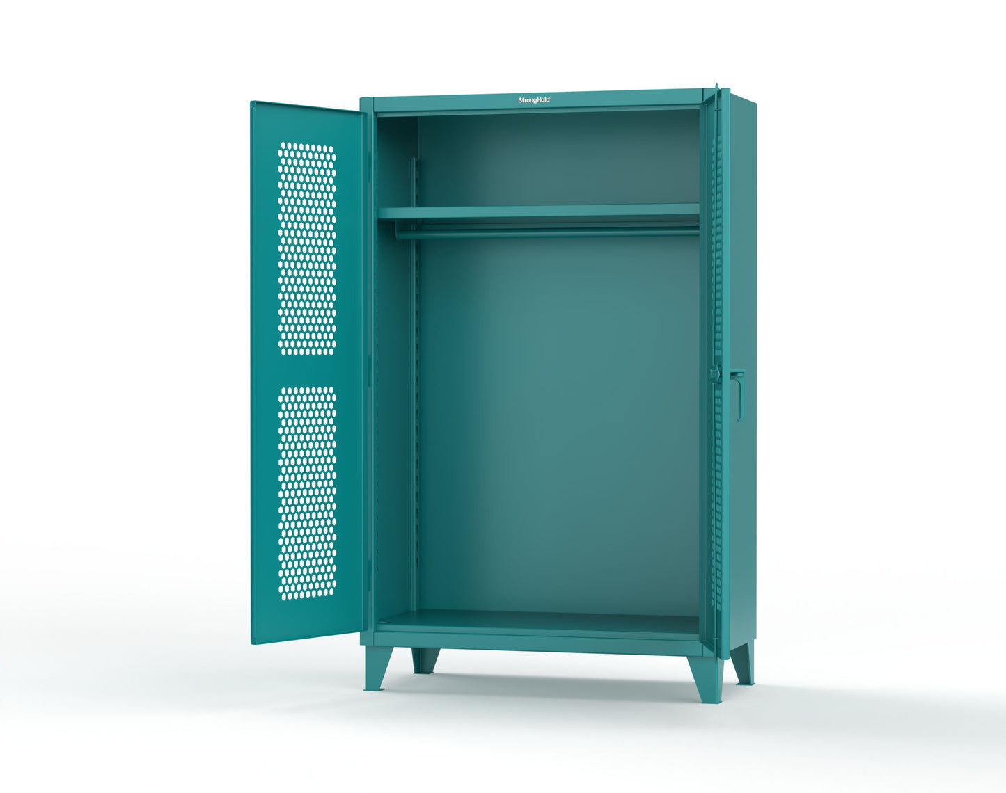Extreme Duty 12 GA Ventilated (Hex) Uniform Cabinet with Hanger Rod, 1 Shelf - 48 In. W x 24 In. D x 78 In. H - 46-H-WR-241-5021