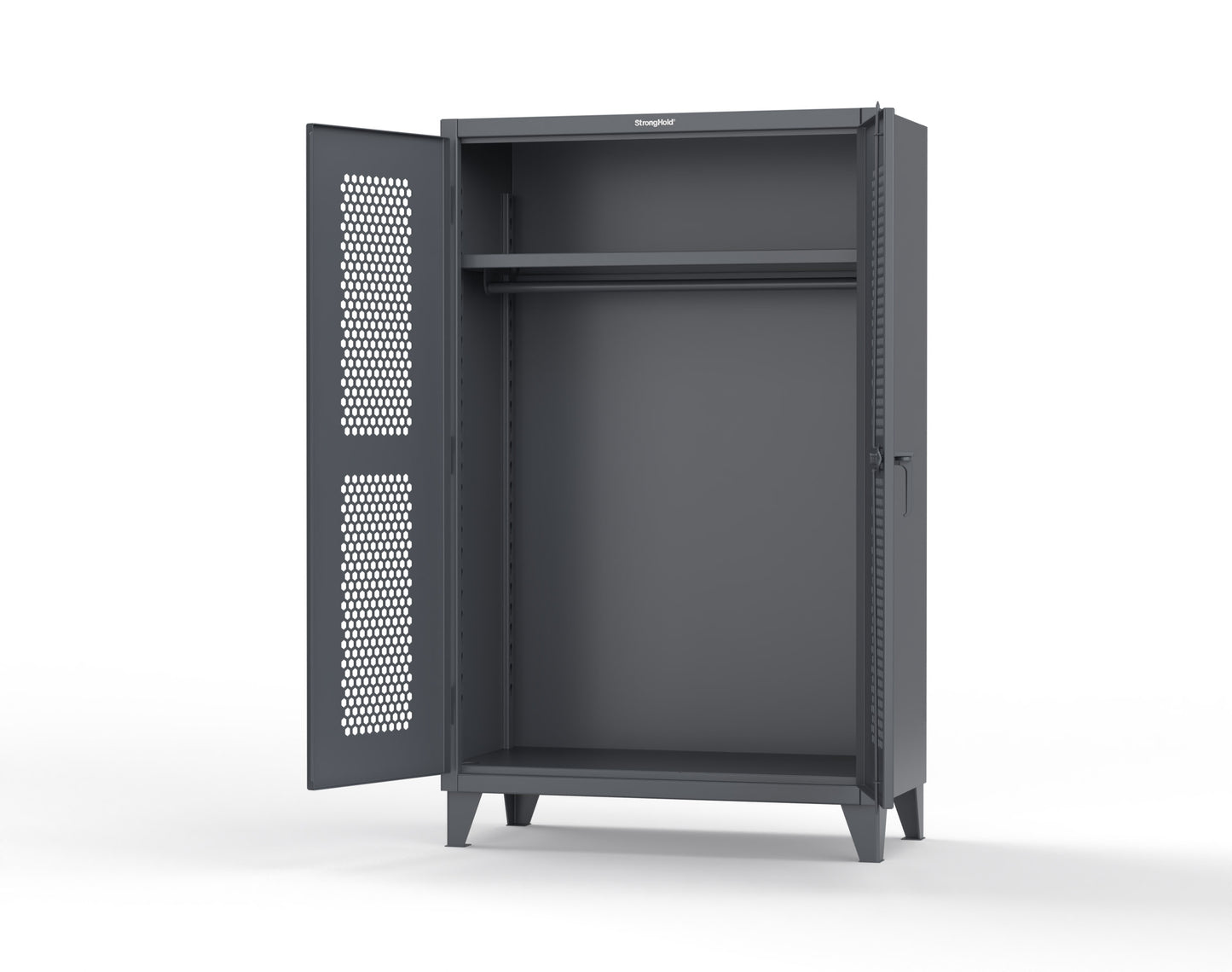 Extreme Duty 12 GA Ventilated (Hex) Uniform Cabinet with Hanger Rod, 1 Shelf - 48 In. W x 24 In. D x 78 In. H - 46-H-WR-241-7024