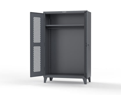 Extreme Duty 12 GA Ventilated (Hex) Uniform Cabinet with Hanger Rod, 1 Shelf - 48 In. W x 24 In. D x 78 In. H - 46-H-WR-241-7024