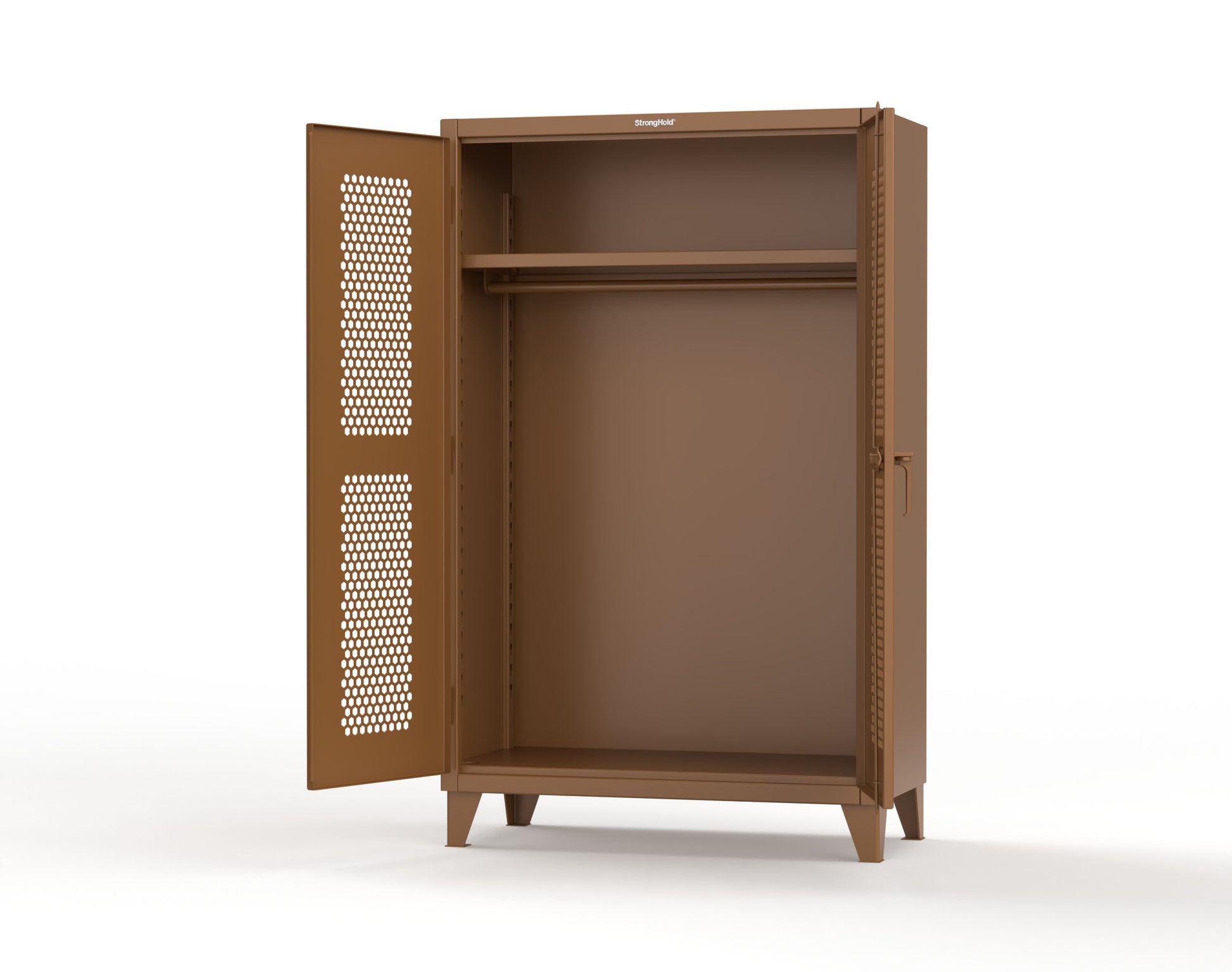 Extreme Duty 12 GA Ventilated (Hex) Uniform Cabinet with Hanger Rod, 1 Shelf - 48 In. W x 24 In. D x 78 In. H - 46-H-WR-241-8008
