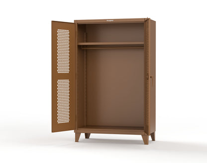 Extreme Duty 12 GA Ventilated (Hex) Uniform Cabinet with Hanger Rod, 1 Shelf - 48 In. W x 24 In. D x 78 In. H - 46-H-WR-241-8008