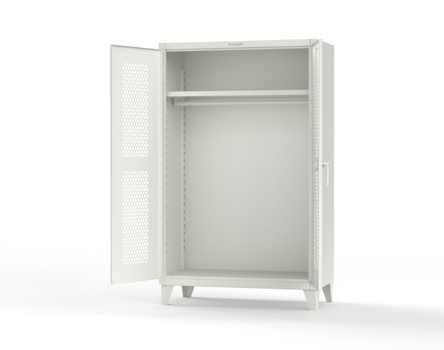 Extreme Duty 12 GA Ventilated (Hex) Uniform Cabinet with Hanger Rod, 1 Shelf - 48 In. W x 24 In. D x 78 In. H - 46-H-WR-241-9003