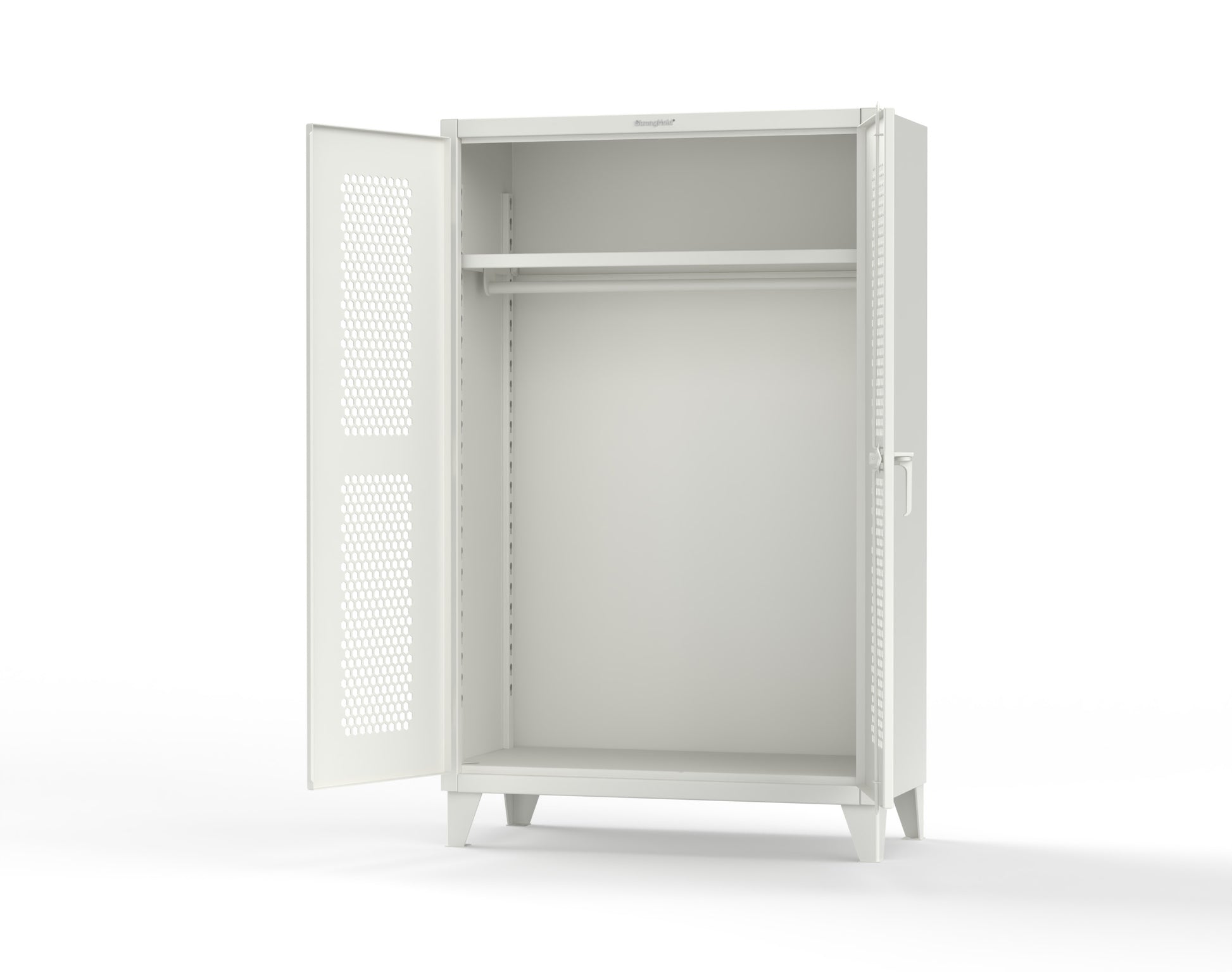 Extreme Duty 12 GA Ventilated (Hex) Uniform Cabinet with Hanger Rod, 1 Shelf - 48 In. W x 24 In. D x 78 In. H - 46-H-WR-241-9003