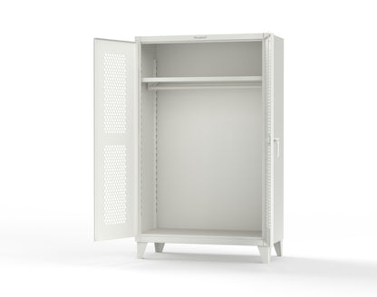 Extreme Duty 12 GA Ventilated (Hex) Uniform Cabinet with Hanger Rod, 1 Shelf - 48 In. W x 24 In. D x 78 In. H - 46-H-WR-241-9003