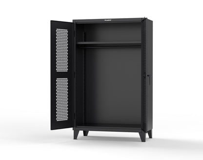 Extreme Duty 12 GA Ventilated (Hex) Uniform Cabinet with Hanger Rod, 1 Shelf - 48 In. W x 24 In. D x 78 In. H - 46-H-WR-241-9005