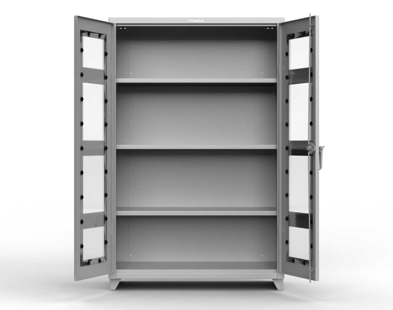 Extra Heavy Duty 14 GA Clearview Cabinet with 3 Shelves - 48 In. W x 24 In. D x 75 In. H
