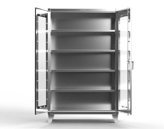 Extreme Duty 12 GA Stainless Steel Clearview Cabinet with 4 Shelves - 48 In. W x 24 In. D x 78 In. H